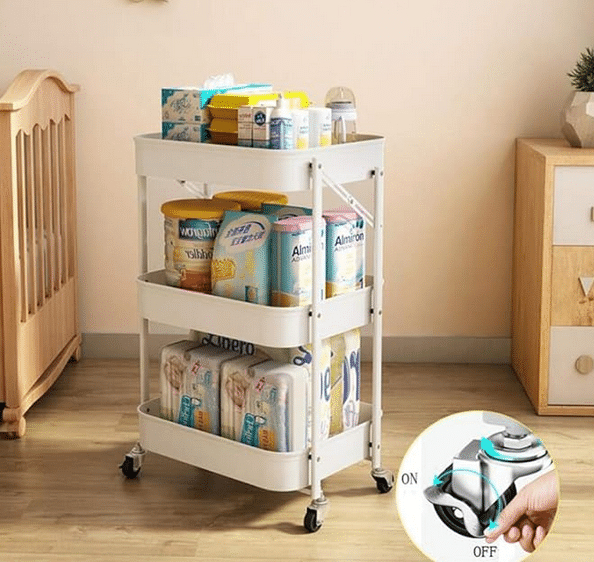 Πτυσσόμενη Τροχήλατη Ραφιέρα Τριών Επιπέδων με Ροδάκια - 45x30x77 cm Πτυσσόμενη Τροχήλατη Ραφιέρα Τριών Επιπέδων με Ροδάκια - 45x30x77 cm