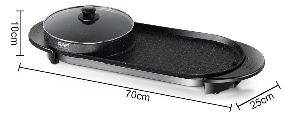 Ηλεκτρική Σχάρα & Hot Pot 2 σε 1 Teppanyaki 1800W με Αντικολλητική Επιφάνεια - RAF Ηλεκτρική Σχάρα & Hot Pot 2 σε 1 Teppanyaki 1800W με Αντικολλητική Επιφάνεια - RAF