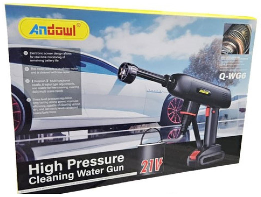 Επαναφορτιζόμενο Φορητό Πιστόλι Πλυσίματος - Πιεστικό νερού 21V με Τριπλή Ρύθμιση Πίεσης Andowl Q-WG6 Επαναφορτιζόμενο Φορητό Πιστόλι Πλυσίματος - Πιεστικό νερού 21V με Τριπλή Ρύθμιση Πίεσης Andowl Q-WG6