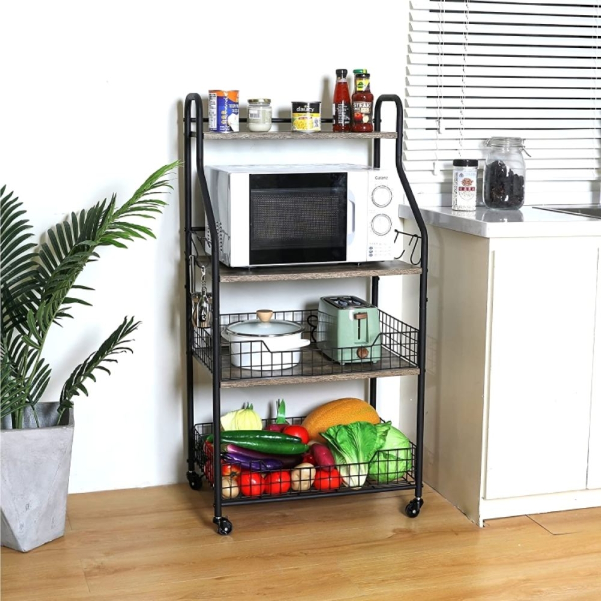 Μεταλλική Ραφιέρα - Τρόλει 4 Επιπέδων Οργάνωσης Κουζίνας και Μπάνιου 43x35x115cm Μαύρη Μεταλλική Ραφιέρα - Τρόλει 4 Επιπέδων Οργάνωσης Κουζίνας και Μπάνιου 43x35x115cm Μαύρη