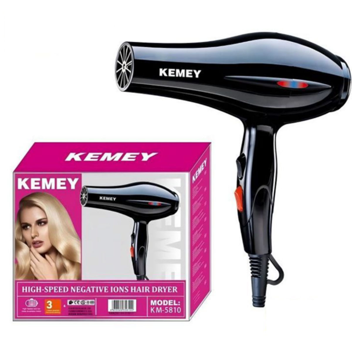 KEMEI Επαγγελματικό Πιστολάκι Μαλλιών 3000W με Λειτουργία Thermoprotect Μαύρο KEMEI Επαγγελματικό Πιστολάκι Μαλλιών 3000W με Λειτουργία Thermoprotect Μαύρο