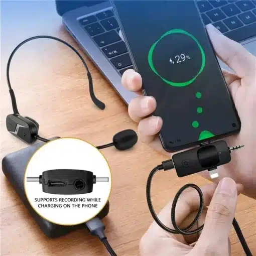 Ασύρματο Μικρόφωνο Κεφαλής με Δέκτη TypeC, AUX & Lightning - Andowl