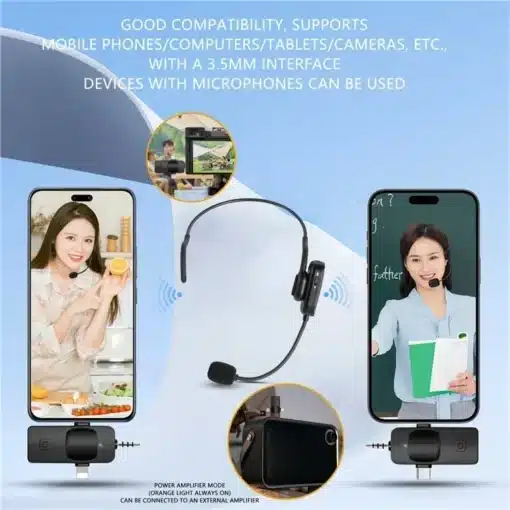 Ασύρματο Μικρόφωνο Κεφαλής με Δέκτη TypeC, AUX & Lightning - Andowl