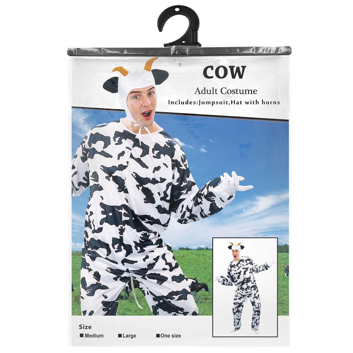 Στολή Αγελάδα Ενηλίκων Ανδρική Ολόσωμη με Καπέλο και Κέρατα Στολή Αγελάδα Ενηλίκων Ανδρική Ολόσωμη με Καπέλο και Κέρατα