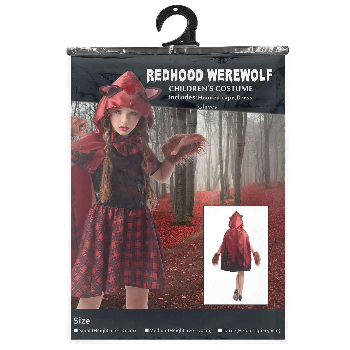 Αποκριάτικη Παιδική Στολή Λυκάνθρωπος με Φόρεμα, Κάπα & Γάντια Carnavalista