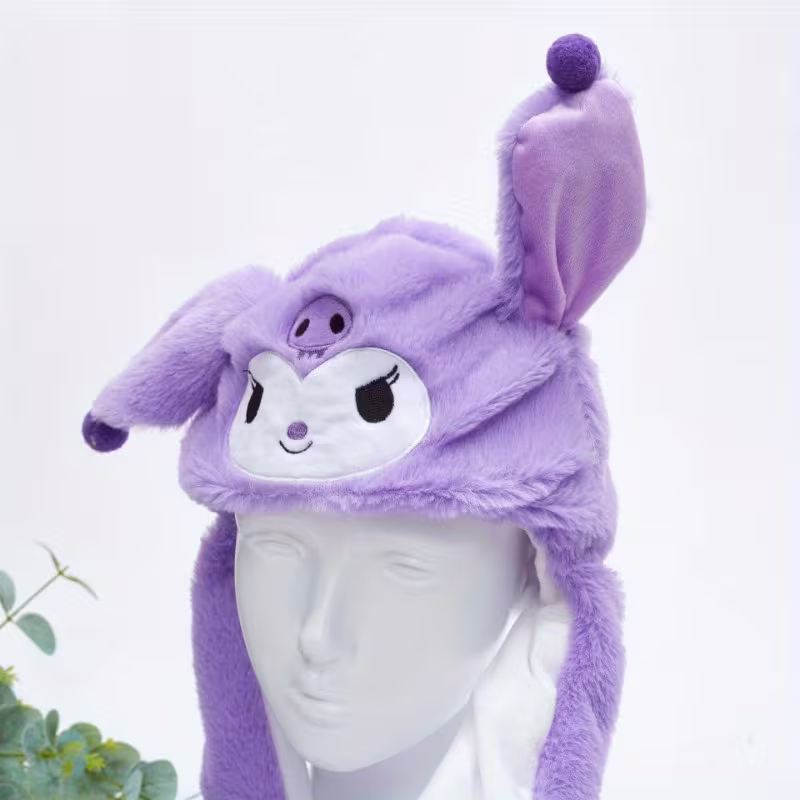 Σκούφος Μωβ Γάτα Kuromi με Αυτιά που Κινούνται Σκούφος Μωβ Γάτα Kuromi με Αυτιά που Κινούνται