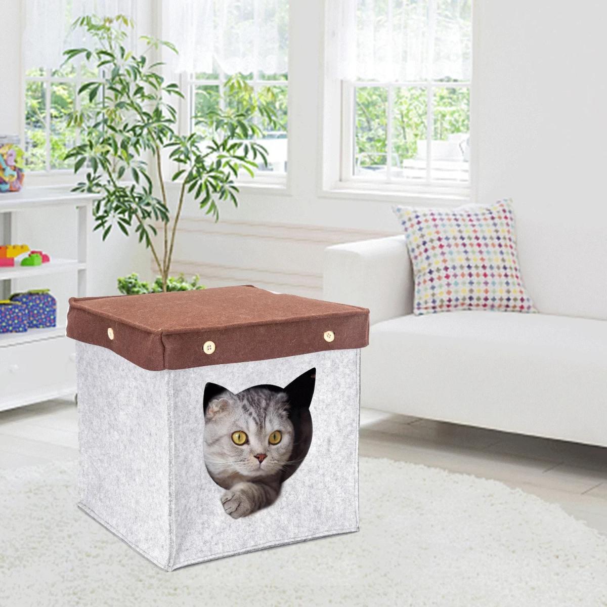 Σπιτάκι - Φωλιά Ξεκούρασης για Γάτες 34×34×33 cm Γκρι/Καφέ Σπιτάκι - Φωλιά Ξεκούρασης για Γάτες 34×34×33 cm Γκρι/Καφέ