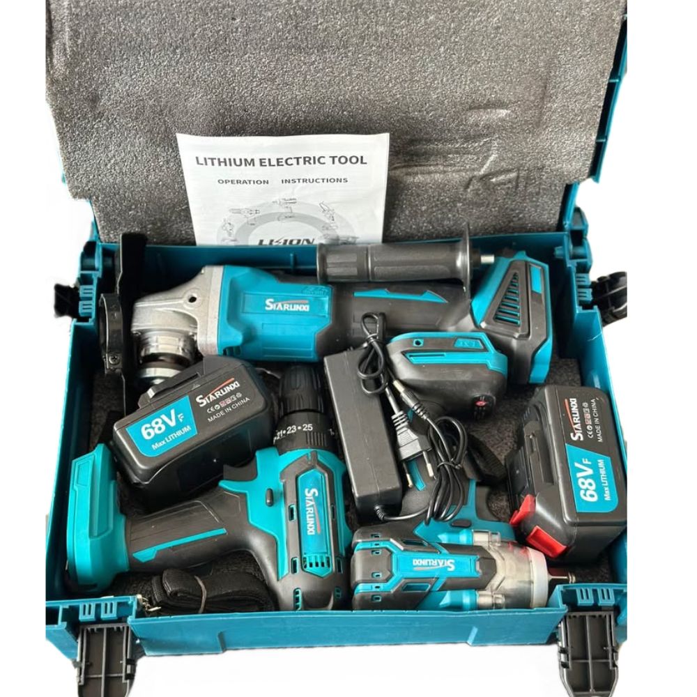 SIARLINXI Σετ Εργαλείων Μπαταρίας 68V με Δράπανο, Impact, Τροχό και 2 Μπαταρίες σε Βαλίτσα SIARLINXI Σετ Εργαλείων Μπαταρίας 68V με Δράπανο, Impact, Τροχό και 2 Μπαταρίες σε Βαλίτσα