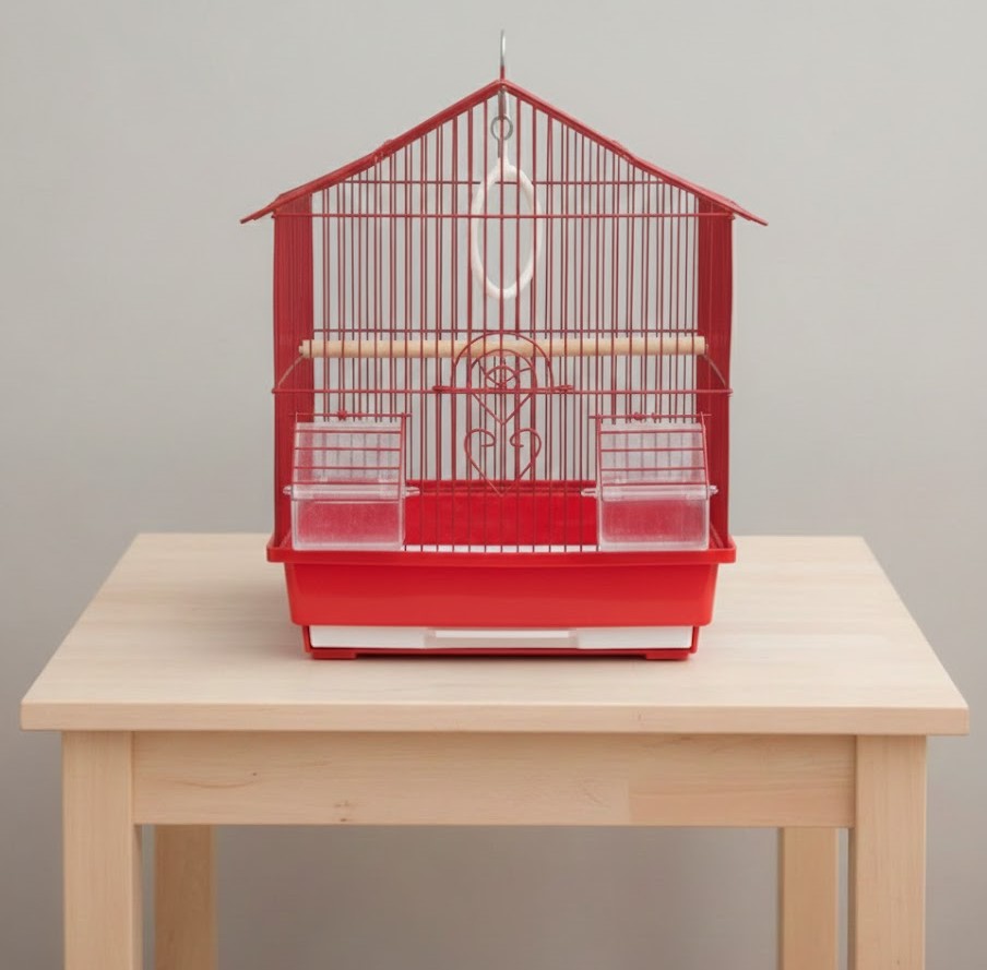 Κλουβί Πουλιών Μεταλλικό Κόκκινο 33x23x36cm με Ταΐστρες και Παιχνίδι Κλουβί Πουλιών Μεταλλικό Κόκκινο 33x23x36cm με Ταΐστρες και Παιχνίδι