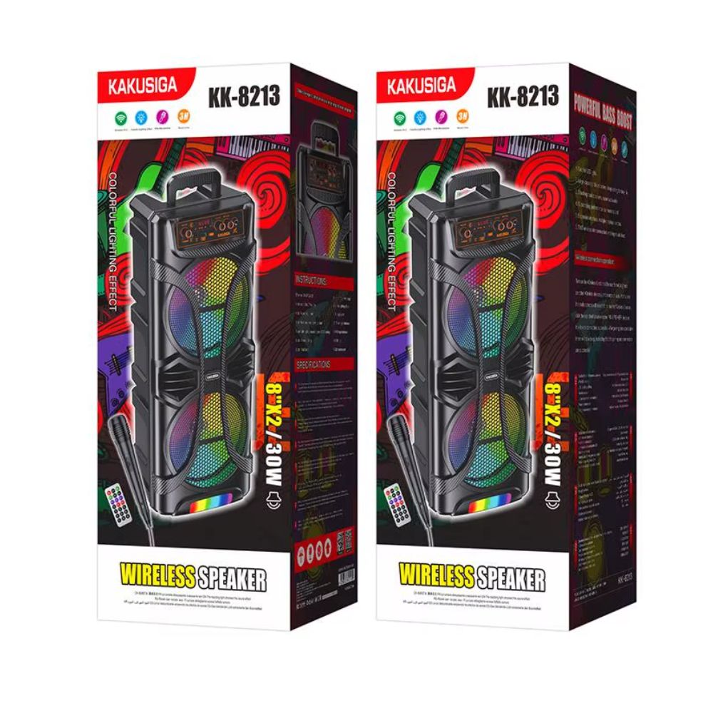 KAKUSIGA Bluetooth Speaker με Subwoofer, LED Lights και TWS – USB/TF/AUX KAKUSIGA Bluetooth Speaker με Subwoofer, LED Lights και TWS – USB/TF/AUX
