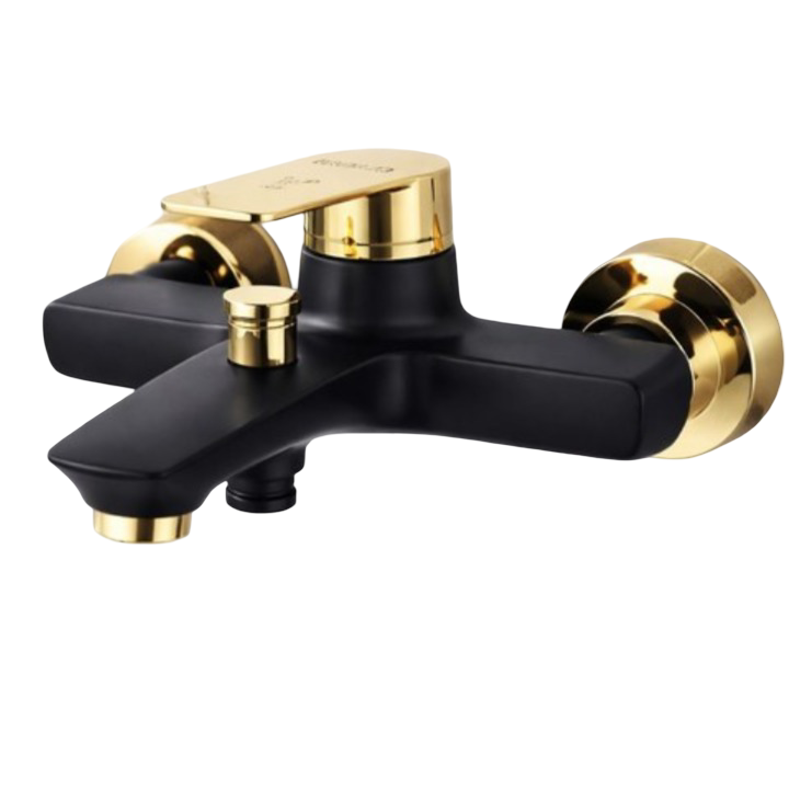 Αναμεικτική Μπαταρία Ντους Τοίχου Μαύρο Ματ - Χρυσό Αναμεικτική Μπαταρία Ντους Τοίχου Μαύρο Ματ - Χρυσό