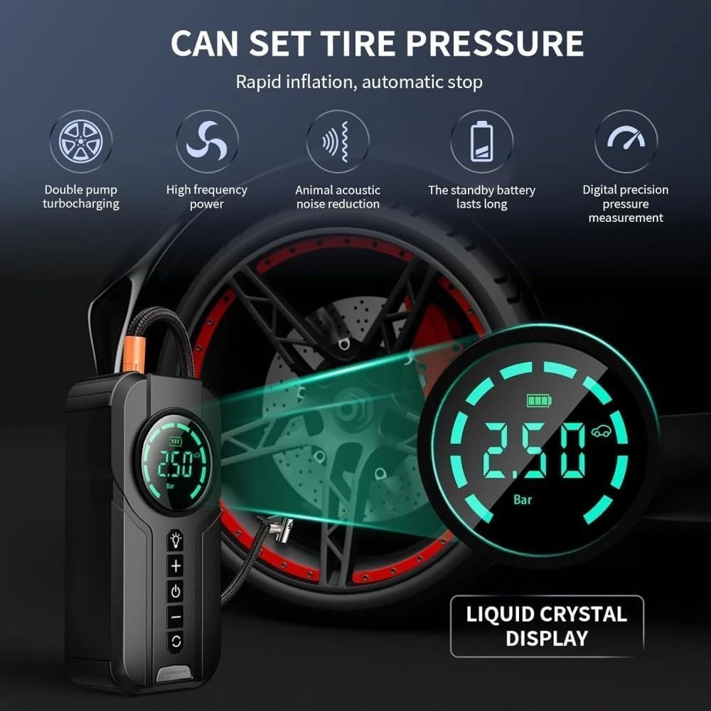 Φορητός Εκκινητής Μπαταρίας Αυτοκινήτου & Αεροσυμπιεστής Φορητός Εκκινητής Μπαταρίας Αυτοκινήτου & Αεροσυμπιεστής