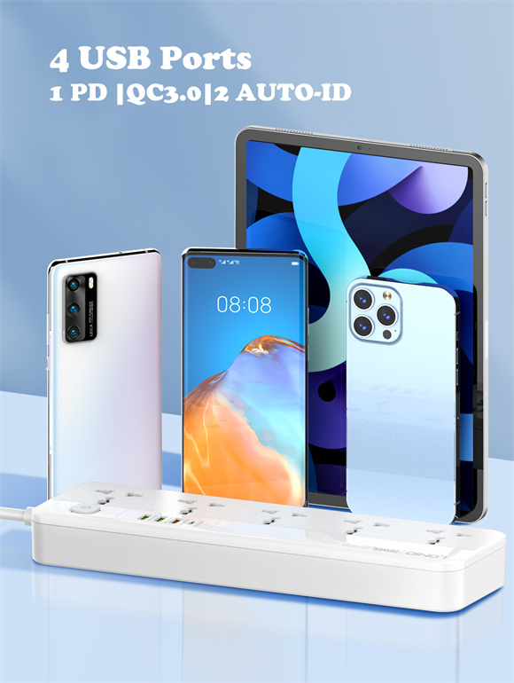 Universal Πολύπριζο 5 Θέσεων με 3 Θύρες USB & 1 USB-C PD/QC 3.0 20W – Καλώδιο 2m LDNIO Universal Πολύπριζο 5 Θέσεων με 3 Θύρες USB & 1 USB-C PD/QC 3.0 20W – Καλώδιο 2m LDNIO