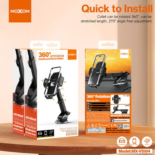 Βάση Κινητού Αυτοκινήτου 360° με Βεντούζα Moxom για Ταμπλό Βάση Κινητού Αυτοκινήτου 360° με Βεντούζα Moxom για Ταμπλό