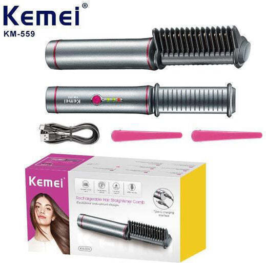 Επαναφορτιζόμενη Ισιωτική Βούρτσα Μαλλιών με USB - Kemei Επαναφορτιζόμενη Ισιωτική Βούρτσα Μαλλιών με USB - Kemei