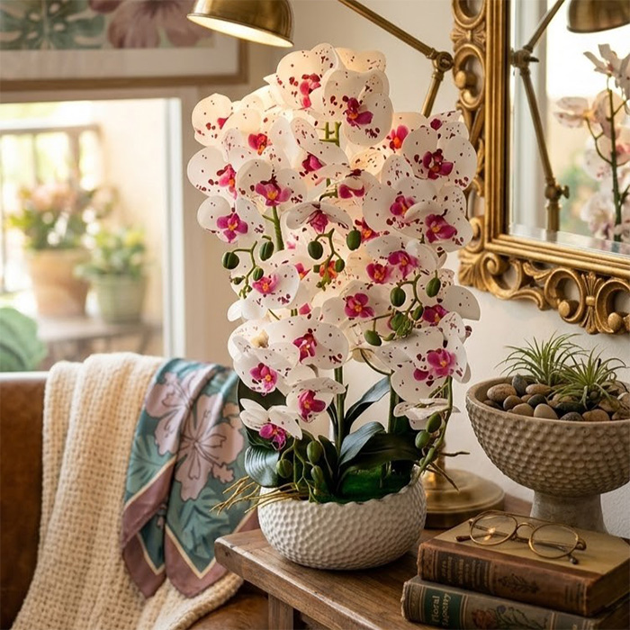 Τεχνητή Ορχιδέα 70cm με Γλάστρα – Κομψό Διακοσμητικό για Σαλόνι Τεχνητή Ορχιδέα 70cm με Γλάστρα – Κομψό Διακοσμητικό για Σαλόνι