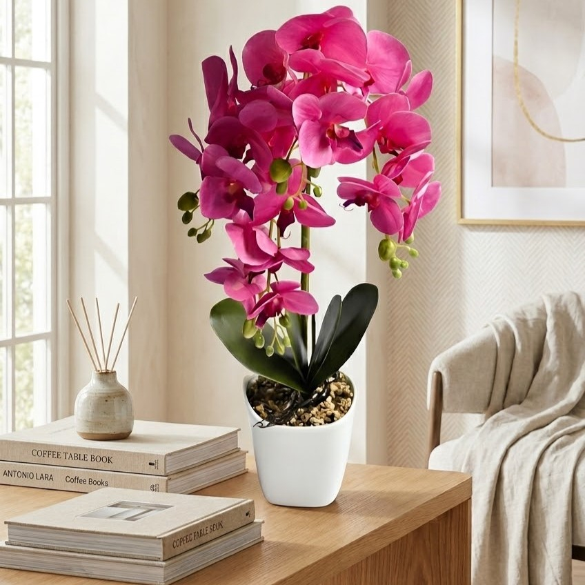 65cm Τεχνητό Διακοσμητικό Φυτό Ροζ Ορχιδέα σε Γλάστρα 65cm Τεχνητό Διακοσμητικό Φυτό Ροζ Ορχιδέα σε Γλάστρα