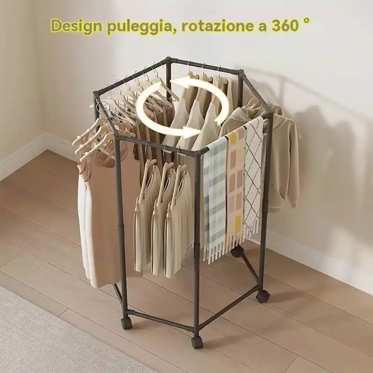 Τροχήλατη Πολυγωνική Κρεμάστρα Δαπέδου Μεταλλική 80cm - Μαύρη HomeTheory Τροχήλατη Πολυγωνική Κρεμάστρα Δαπέδου Μεταλλική 80cm - Μαύρη HomeTheory