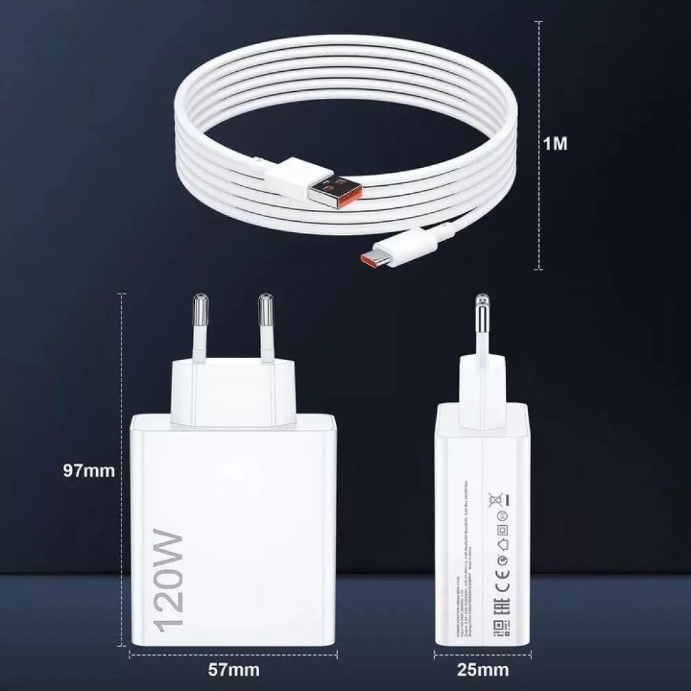 Treqa Φορτιστής 120W Dual USB – Γρήγορη Φόρτιση Type-C, USB και Smart Chip Safety