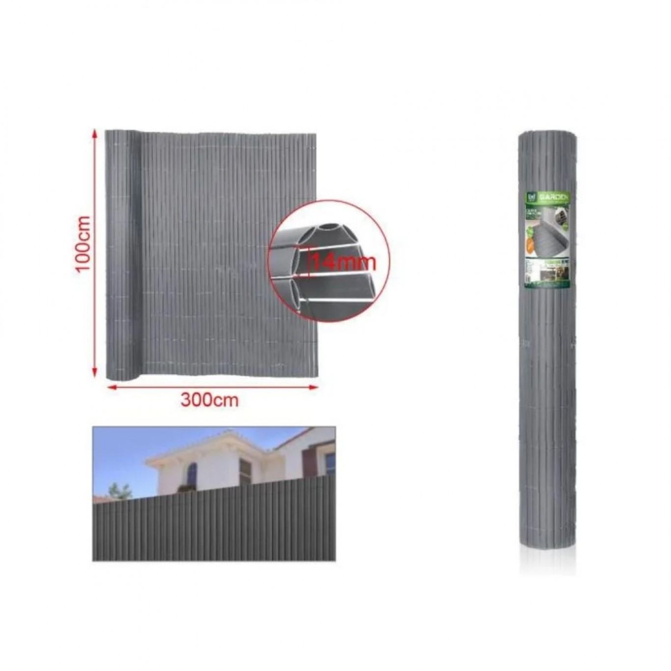 Καλαμωτή Περίφραξη Κήπου PVC 100x300cm Γκρι 10mm Καλαμωτή Περίφραξη Κήπου PVC 100x300cm Γκρι 10mm