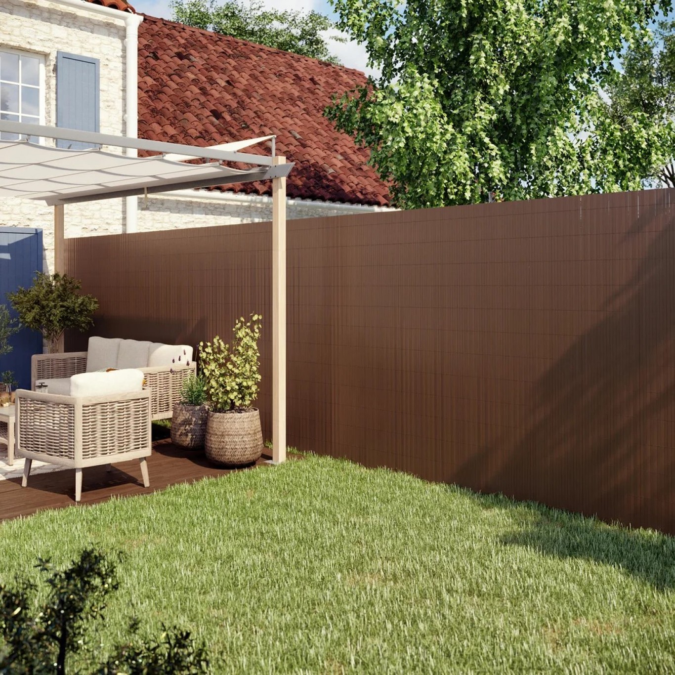 Καλαμωτή Περίφραξη PVC 100x500cm Καφέ 10mm για Κήπο και Μπαλκόνι Καλαμωτή Περίφραξη PVC 100x500cm Καφέ 10mm για Κήπο και Μπαλκόνι