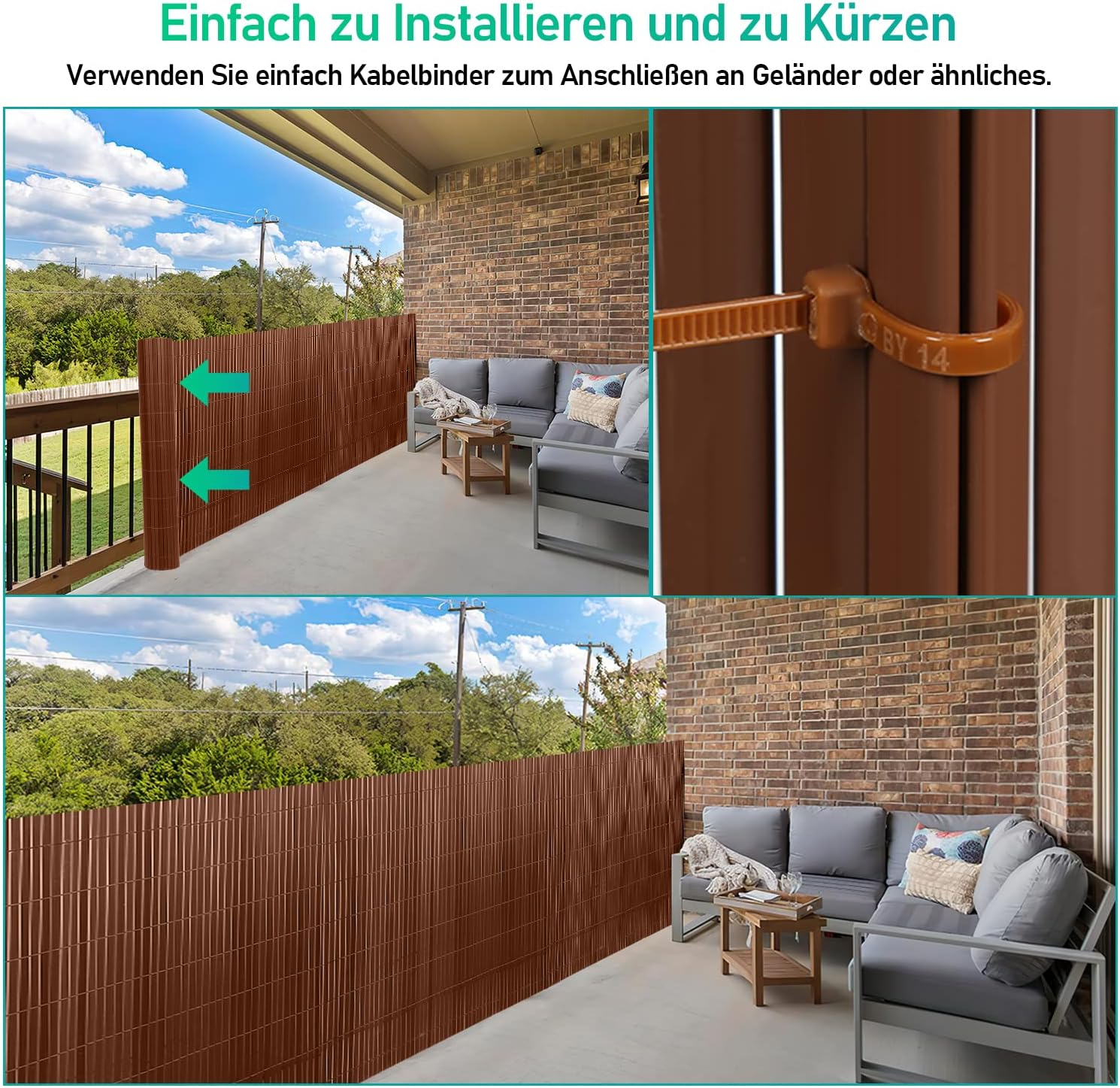 Καλαμωτή Περίφραξη PVC 150 x 500cm Καφέ 10mm για Κήπο και Μπαλκόνι Καλαμωτή Περίφραξη PVC 150 x 500cm Καφέ 10mm για Κήπο και Μπαλκόνι