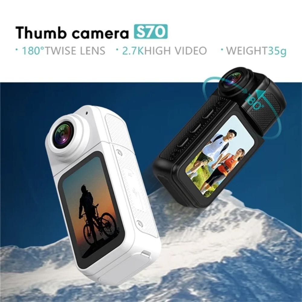 Κάμερα Αντίχειρα WiFi Με Περιστρεφόμενο Φακό - Mini Action Camera 2.7K HD Κάμερα Αντίχειρα WiFi Με Περιστρεφόμενο Φακό - Mini Action Camera 2.7K HD