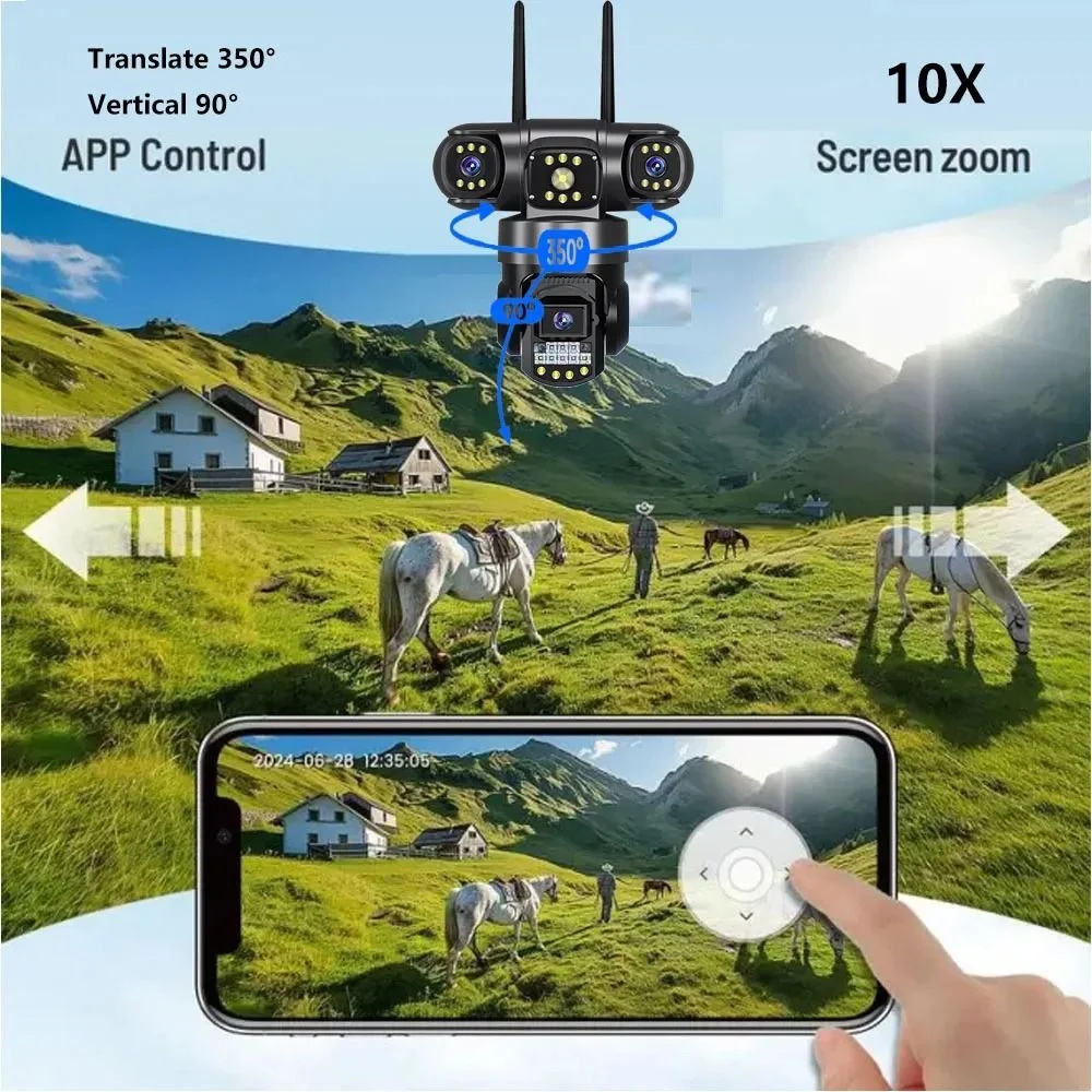 Κάμερα Ασφαλείας 4G PTZ IP 8K με Τριπλό Φακό και Νυχτερινή Όραση Andowl Κάμερα Ασφαλείας 4G PTZ IP 8K με Τριπλό Φακό και Νυχτερινή Όραση Andowl