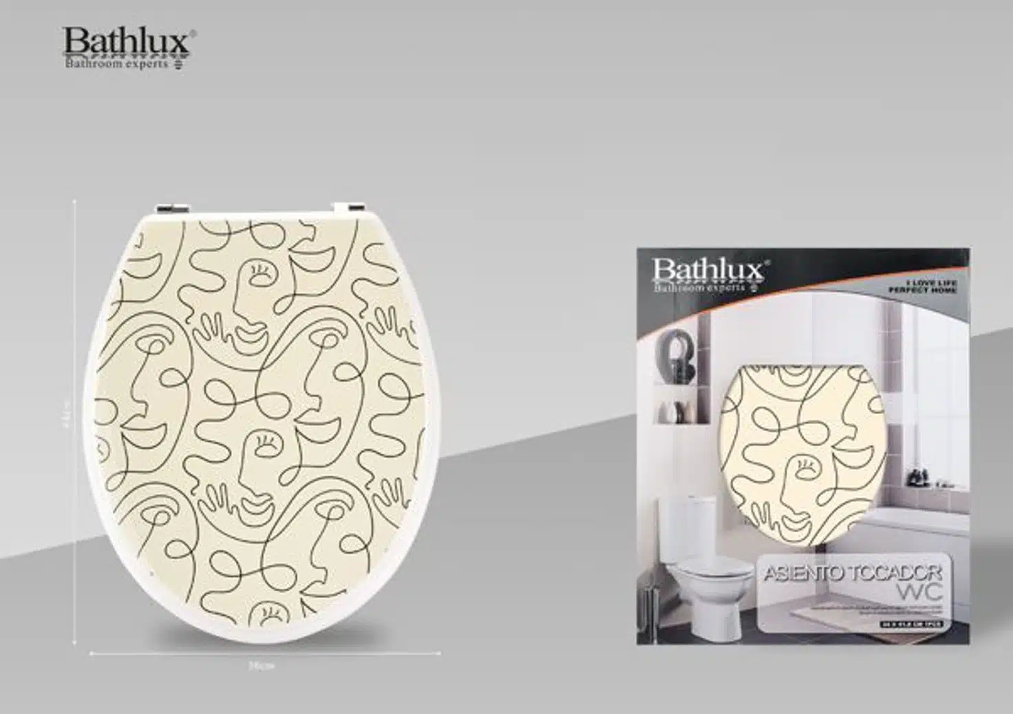 Καπάκι Τουαλέτας Πλαστικό με Μοντέρνο Σχέδιο Μονοκοντυλιά 36x44cm Καπάκι Τουαλέτας Πλαστικό με Μοντέρνο Σχέδιο Μονοκοντυλιά 36x44cm