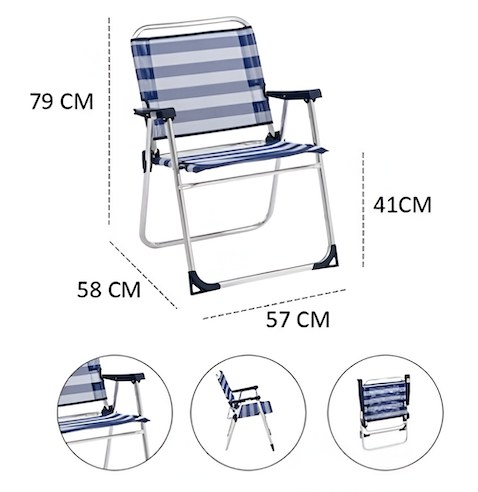 Καρέκλα Παραλίας Πτυσσόμενη Kmt Style 602824 – Ανάλαφρη & Ανθεκτική | Αλουμινίου, Ριγέ Μπλε, 79x58x57cm, Ιδανική για Camping & Θάλασσα Καρέκλα Παραλίας Πτυσσόμενη Kmt Style 602824 – Ανάλαφρη & Ανθεκτική | Αλουμινίου, Ριγέ Μπλε, 79x58x57cm, Ιδανική για Camping & Θάλασσα