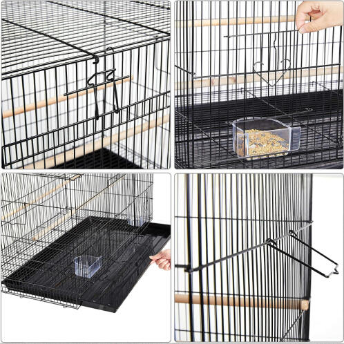 Κλουβί Πουλιών Μεταλλικό Μαύρο 60x42x41cm με Ταΐστρες και Αφαιρούμενη Βάση Κλουβί Πουλιών Μεταλλικό Μαύρο 60x42x41cm με Ταΐστρες και Αφαιρούμενη Βάση