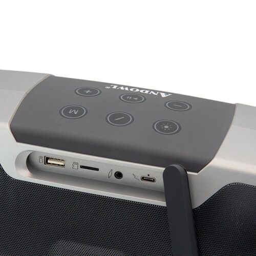 Κονσόλα Kαραόκε Hχείο Bluetooth Andowl με δύο Mικρόφωνα και Kαταγραφή σε Ασημί Χρώμα Κονσόλα Kαραόκε Hχείο Bluetooth Andowl με δύο Mικρόφωνα και Kαταγραφή σε Ασημί Χρώμα