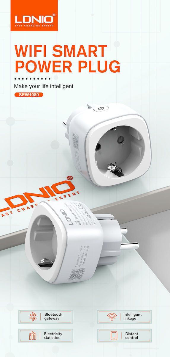 Ldnio Smart Μονόπριζο με Διακόπτη - WiFi Bluetooth και Δυνατότητα Ελέγχου μέσω Εφαρμογής - Λευκό Ldnio Smart Μονόπριζο με Διακόπτη - WiFi Bluetooth και Δυνατότητα Ελέγχου μέσω Εφαρμογής - Λευκό