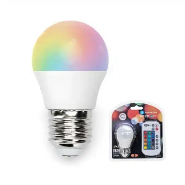 LED Dimmable Λάμπα 4.8W E27 RGB Σφαιρική G45 4.8W 220V με Ασύρματο Χειριστήριο LED Dimmable Λάμπα 4.8W E27 RGB Σφαιρική G45 4.8W 220V με Ασύρματο Χειριστήριο