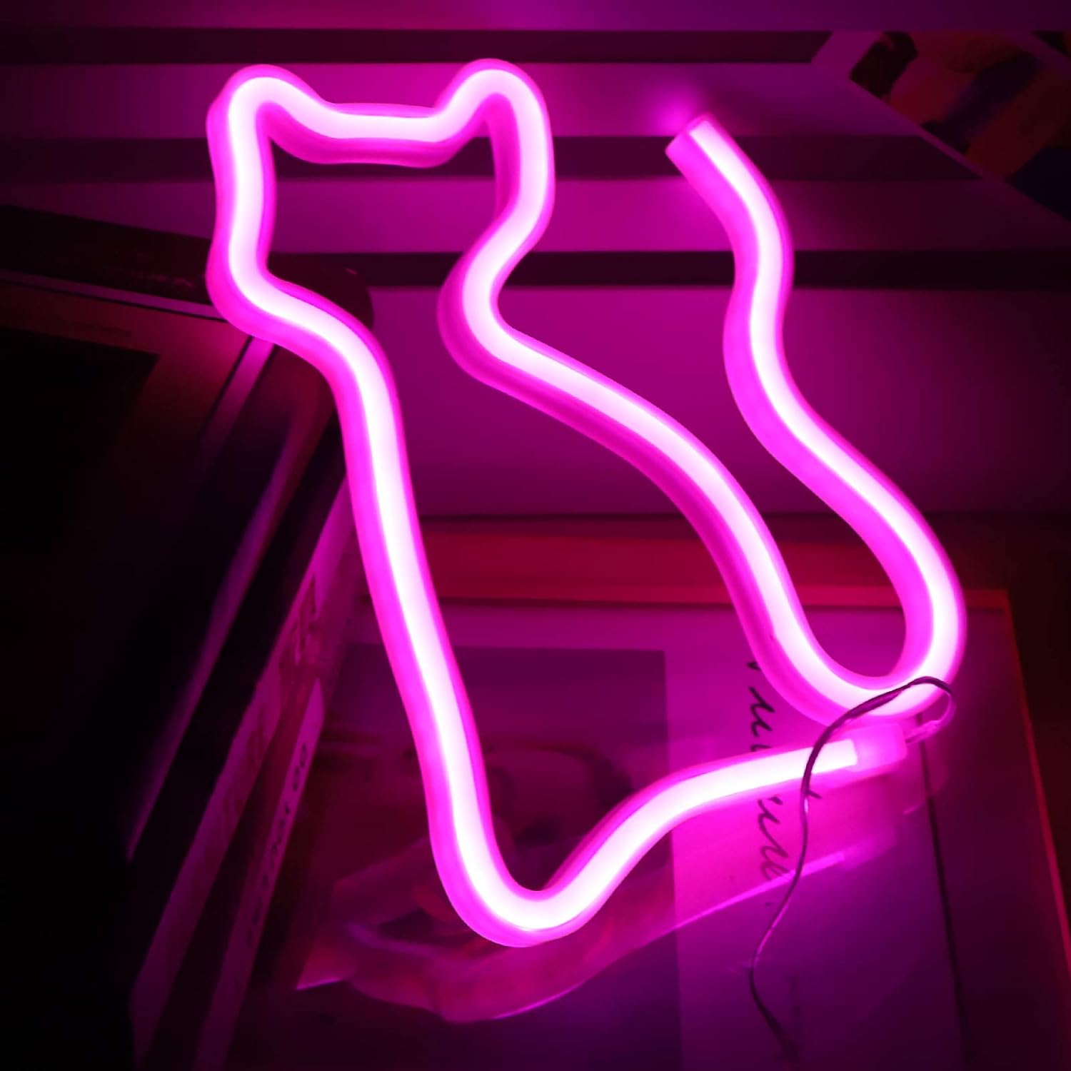 LED Επιτοίχιο Διακοσμητικό Φωτιστικό Neon με Τροφοδοσία USB ή Μπαταρίες με Σχέδιο Γατούλα σε Ροζ Χρώμα LED Επιτοίχιο Διακοσμητικό Φωτιστικό Neon με Τροφοδοσία USB ή Μπαταρίες με Σχέδιο Γατούλα σε Ροζ Χρώμα