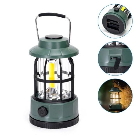 LED Φανάρι Dimmable με Μπαταρίες 300LM για Camping ή Ψάρεμα σε Θερμό Λευκό Φωτισμό Πράσινο LED Φανάρι Dimmable με Μπαταρίες 300LM για Camping ή Ψάρεμα σε Θερμό Λευκό Φωτισμό Πράσινο