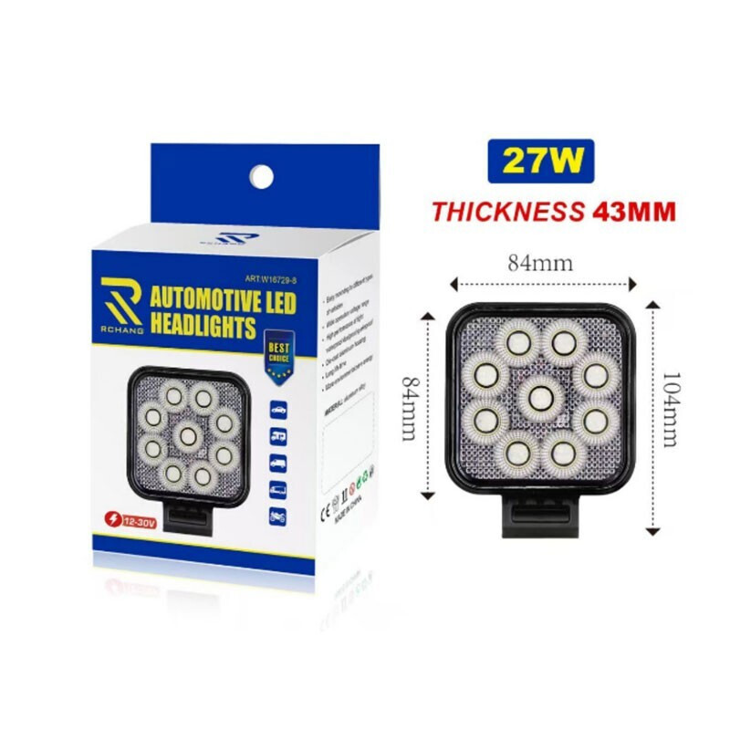 LED Προβολέας Εργασίας Αυτοκινήτου 27W 12-30V 9LED Rchang με Βάση Στήριξης LED Προβολέας Εργασίας Αυτοκινήτου 27W 12-30V 9LED Rchang με Βάση Στήριξης
