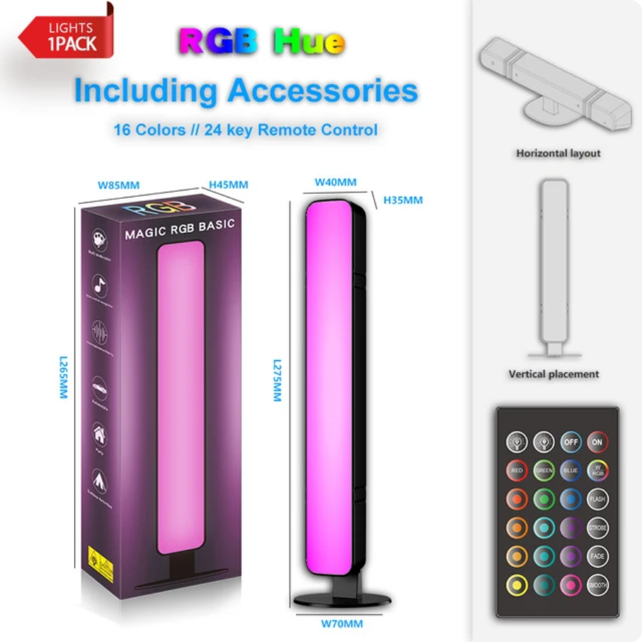 LED RGB Επιτραπέζιο Διακοσμητικό Φωτιστικό Μπάρα με Τηλεχειριστήριο και Ρυθμιζόμενο Φωτισμό LED RGB Επιτραπέζιο Διακοσμητικό Φωτιστικό Μπάρα με Τηλεχειριστήριο και Ρυθμιζόμενο Φωτισμό