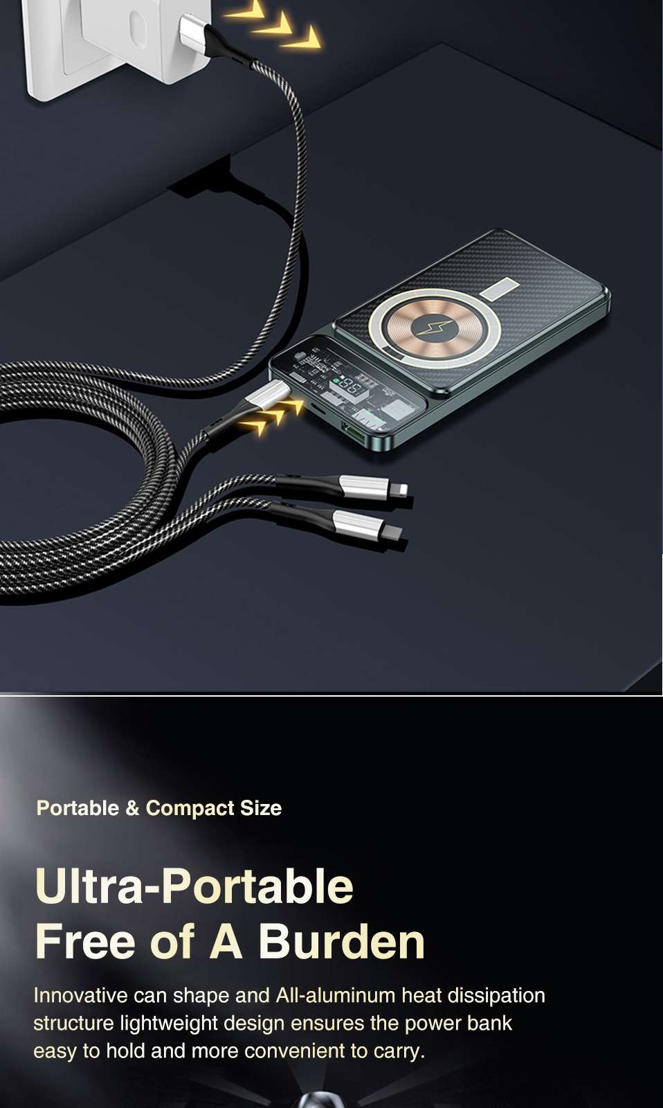 Μαγνητικό Ασύρματο Διάφανο Εργονομικό Powerbank Fast Charging Μπαταρίας 10000mAh με 2 Θύρες USB και 1 Θύρα Type C 22.5 W Μαγνητικό Ασύρματο Διάφανο Εργονομικό Powerbank Fast Charging Μπαταρίας 10000mAh με 2 Θύρες USB και 1 Θύρα Type C 22.5 W