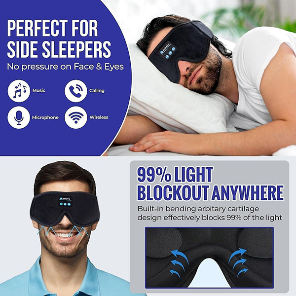 Μάσκα Ύπνου Bluetooth με Ενσωματωμένα Ασύρματα Ακουστικά Μαύρη Μάσκα Ύπνου Bluetooth με Ενσωματωμένα Ασύρματα Ακουστικά Μαύρη