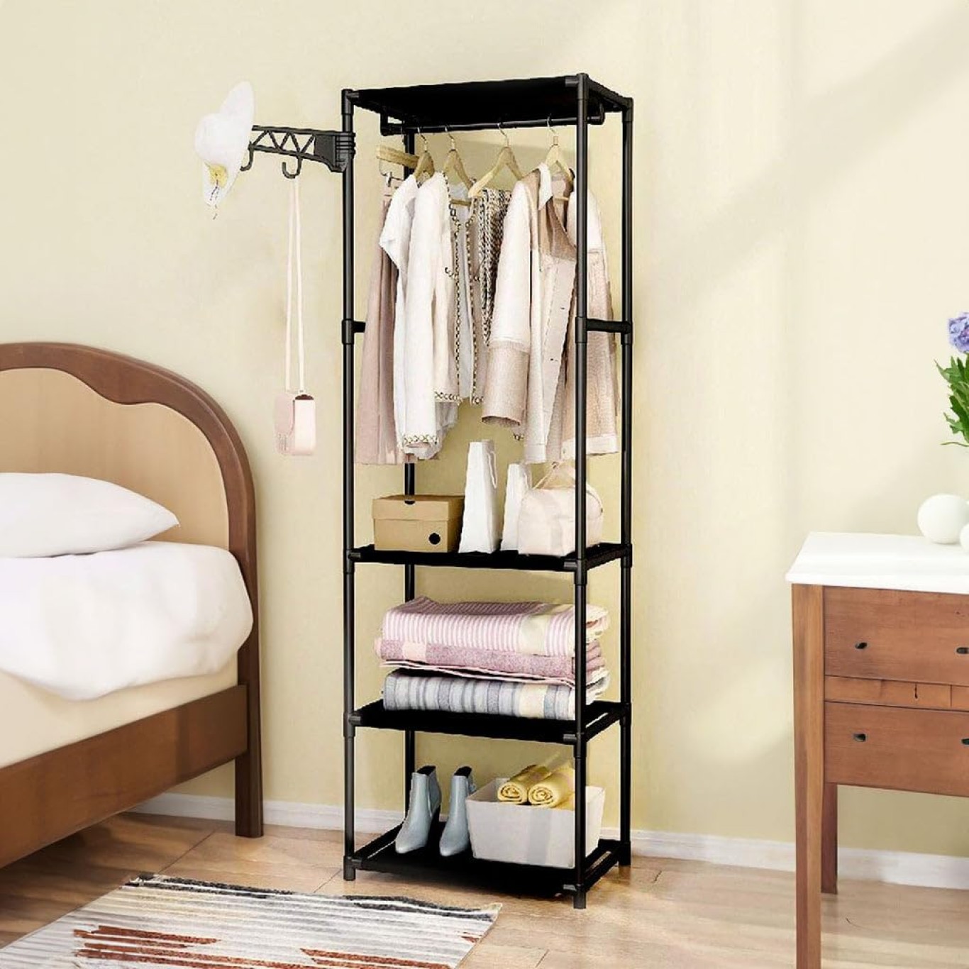 Μαύρη Μεταλλική Ντουλάπα Οργάνωσης 168x45x35cm με Ράφια και Κρεμάστρα Μαύρη Μεταλλική Ντουλάπα Οργάνωσης 168x45x35cm με Ράφια και Κρεμάστρα