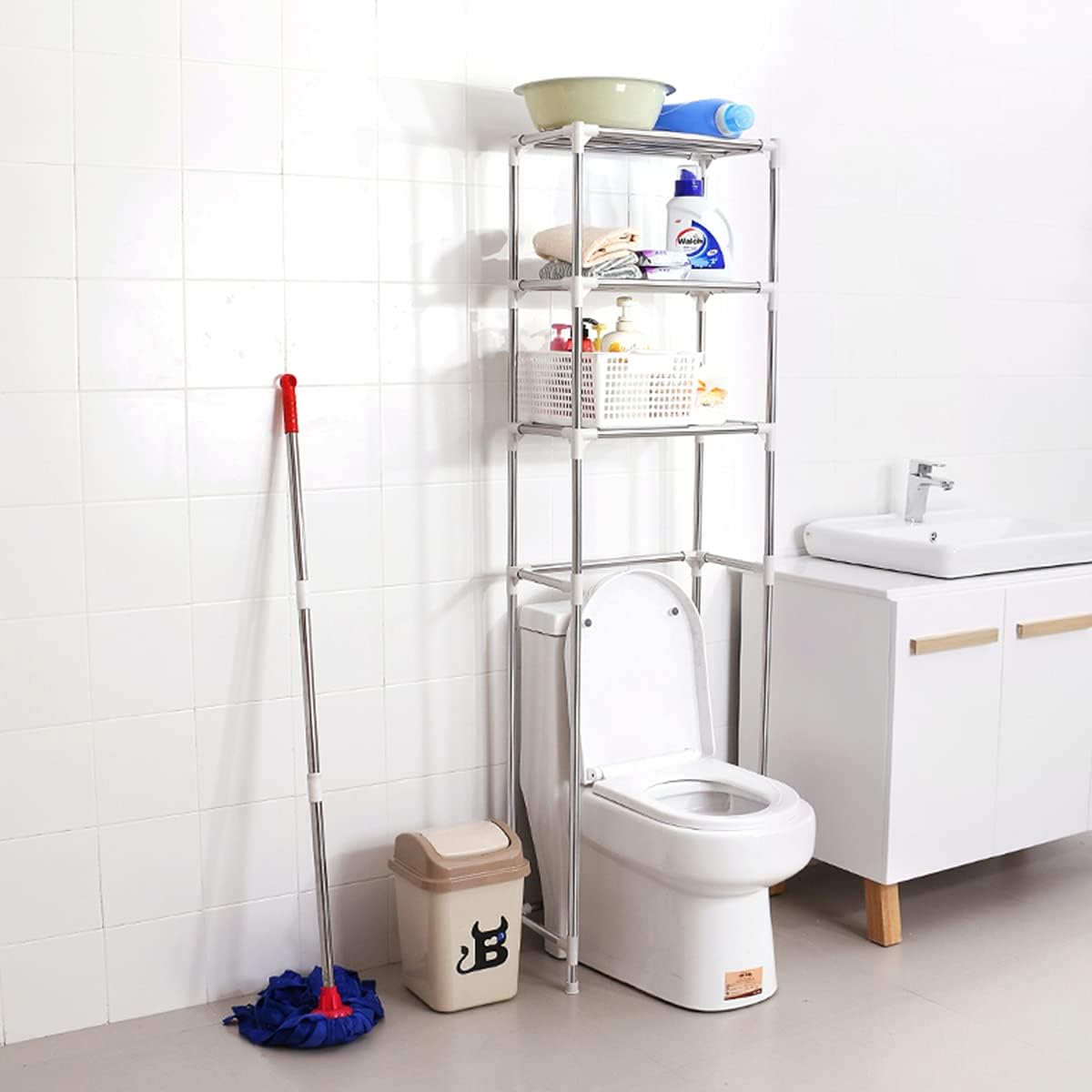 Μεταλλική Επιδαπέδια Ραφιέρα Μπάνιου με 3 Επίπεδα - 55 x 25 x 150cm Μεταλλική Επιδαπέδια Ραφιέρα Μπάνιου με 3 Επίπεδα - 55 x 25 x 150cm