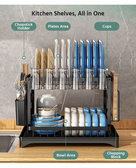 Μεταλλική Πιατοθήκη - Στεγνωτήριο Πιάτων Δύο Επιπέδων με Αποσπώμενο Δοχείο Αποστράγγισης Μαχαιροπίρουνων & Θήκη για Ποτήρια Μαύρο Μεταλλική Πιατοθήκη - Στεγνωτήριο Πιάτων Δύο Επιπέδων με Αποσπώμενο Δοχείο Αποστράγγισης Μαχαιροπίρουνων & Θήκη για Ποτήρια Μαύρο