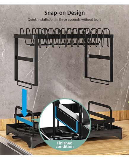 Μεταλλική Πιατοθήκη - Στεγνωτήριο Πιάτων Δύο Επιπέδων με Αποσπώμενο Δοχείο Αποστράγγισης Μαχαιροπίρουνων & Θήκη για Ποτήρια Μαύρο Μεταλλική Πιατοθήκη - Στεγνωτήριο Πιάτων Δύο Επιπέδων με Αποσπώμενο Δοχείο Αποστράγγισης Μαχαιροπίρουνων & Θήκη για Ποτήρια Μαύρο