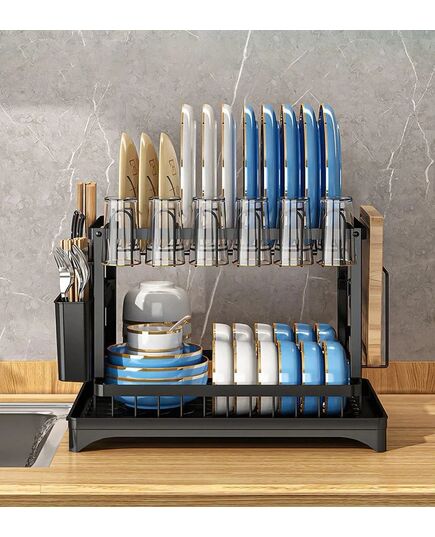 Μεταλλική Πιατοθήκη - Στεγνωτήριο Πιάτων Δύο Επιπέδων με Αποσπώμενο Δοχείο Αποστράγγισης Μαχαιροπίρουνων & Θήκη για Ποτήρια Μαύρο Μεταλλική Πιατοθήκη - Στεγνωτήριο Πιάτων Δύο Επιπέδων με Αποσπώμενο Δοχείο Αποστράγγισης Μαχαιροπίρουνων & Θήκη για Ποτήρια Μαύρο