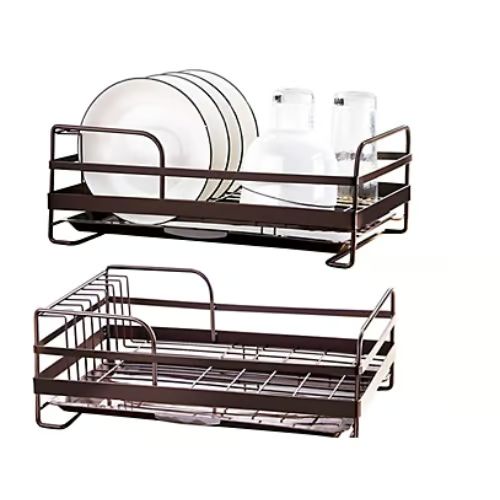 Μεταλλική Πιατοθήκη Στραγγίσματος με Αποσπώμενο Δίσκο 24.5x15x39.5 cm - Καφέ Μεταλλική Πιατοθήκη Στραγγίσματος με Αποσπώμενο Δίσκο 24.5x15x39.5 cm - Καφέ