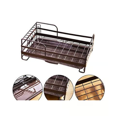 Μεταλλική Πιατοθήκη Στραγγίσματος με Αποσπώμενο Δίσκο 24.5x15x39.5 cm - Καφέ Μεταλλική Πιατοθήκη Στραγγίσματος με Αποσπώμενο Δίσκο 24.5x15x39.5 cm - Καφέ