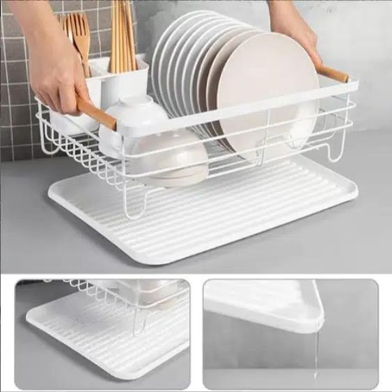 Μεταλλική Πιατοθήκη Στραγγίσματος με Ξύλινες Λαβές και Αποσπώμενο Δίσκο 14x32x43 cm - Λευκό Μεταλλική Πιατοθήκη Στραγγίσματος με Ξύλινες Λαβές και Αποσπώμενο Δίσκο 14x32x43 cm - Λευκό