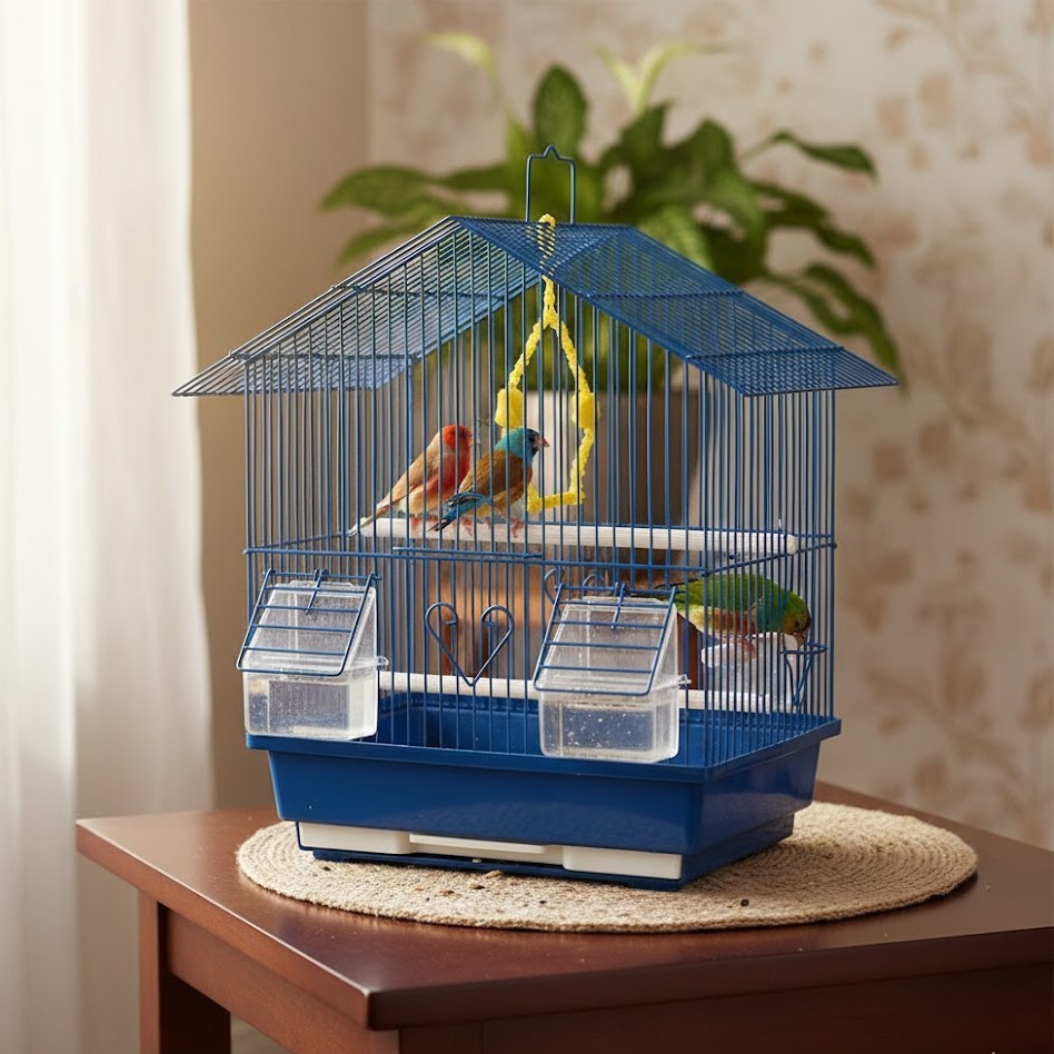 Μεταλλικό Κλουβί Πτηνών με Ταΐστρες και Πλαστική Βάση 29.5 x 22.3 x 38.5cm Μπλε Μεταλλικό Κλουβί Πτηνών με Ταΐστρες και Πλαστική Βάση 29.5 x 22.3 x 38.5cm Μπλε