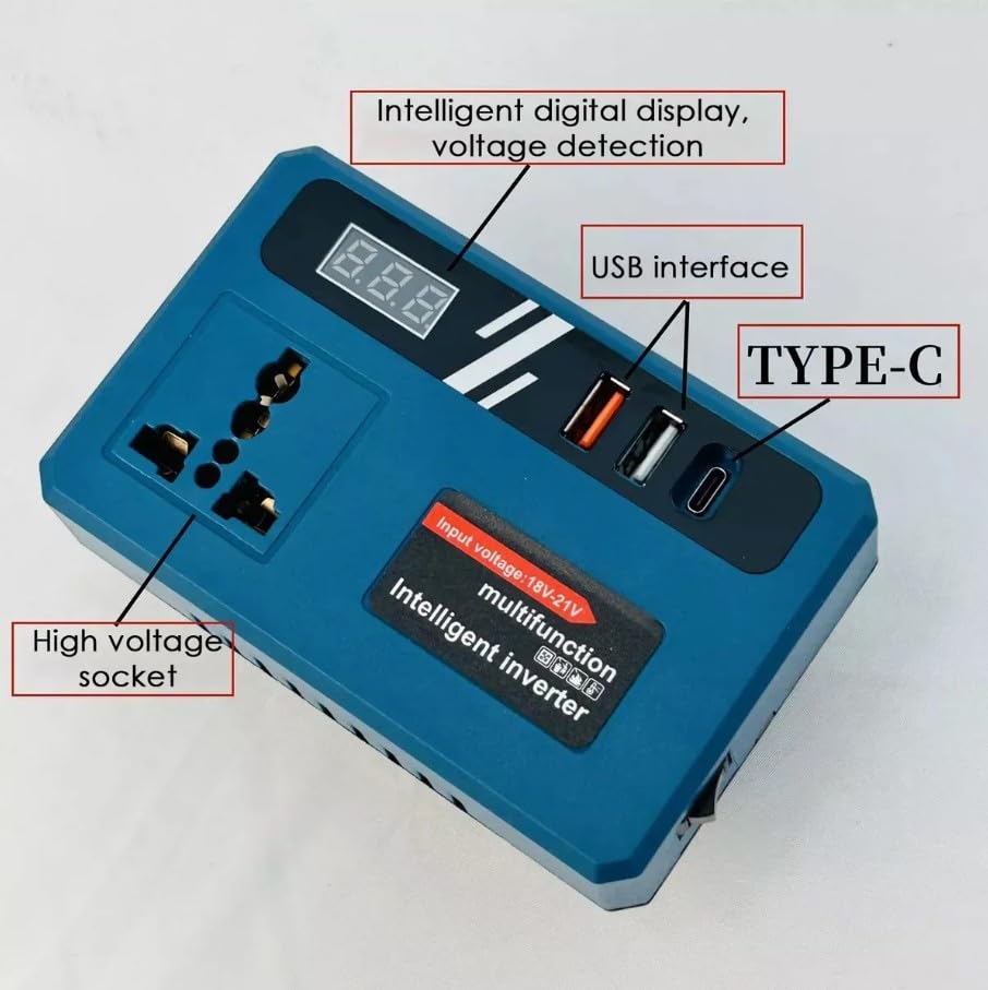 Μετατροπέας Ισχύος 120W DC 18–21V σε AC 220V για Μπαταρίες Λιθίου με USB Μετατροπέας Ισχύος 120W DC 18–21V σε AC 220V για Μπαταρίες Λιθίου με USB